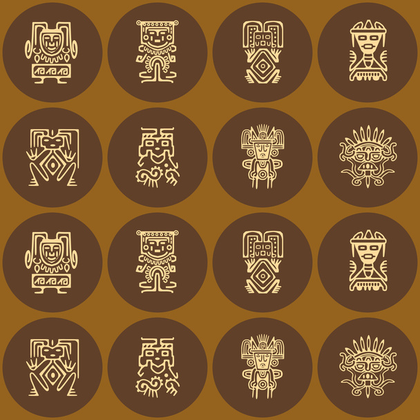 Seamless background with American Indians relics dingbats characters - Vector, Image
