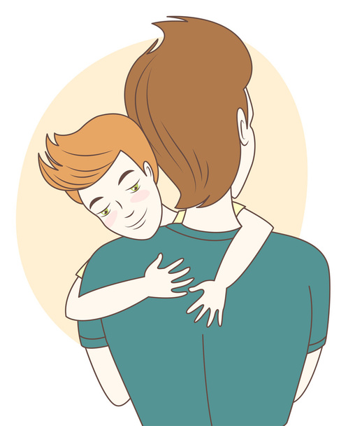 Father and son hugging. Hand drawn style - Вектор,изображение