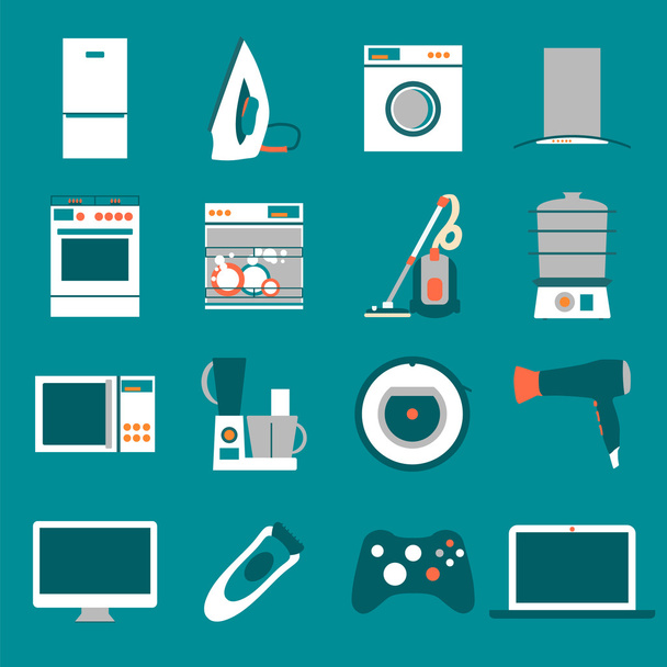 Set  modern flat design icons of home appliances. - Vector, Image
