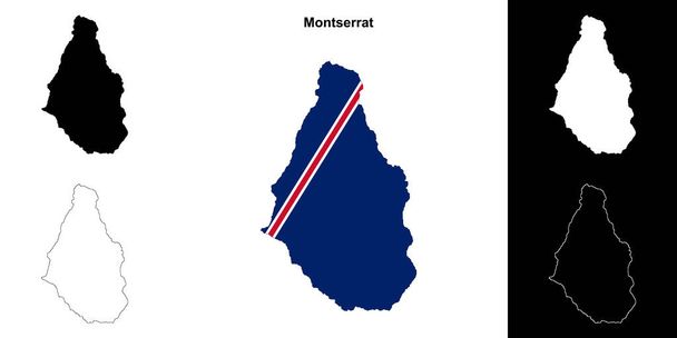 Montserrat tyhjä ääriviivat kartta asetettu - Vektori, kuva