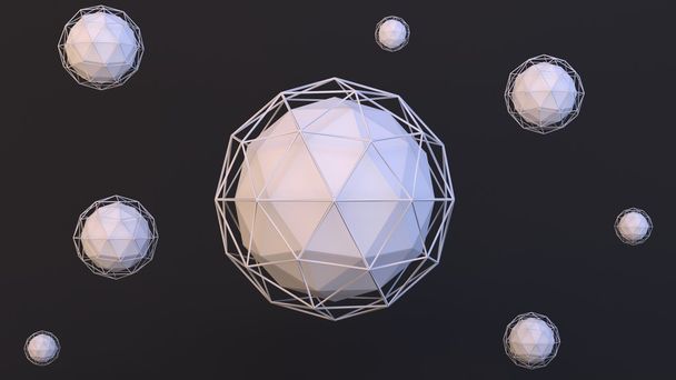 3D Abstract Ico Spheres Background - Valokuva, kuva