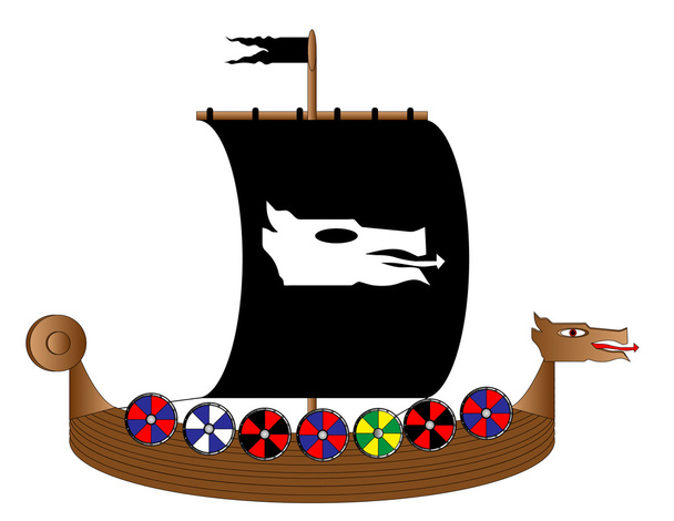 Viking ship on white - Вектор, зображення