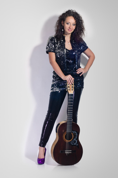 guitar woman player fashion - Фото, изображение