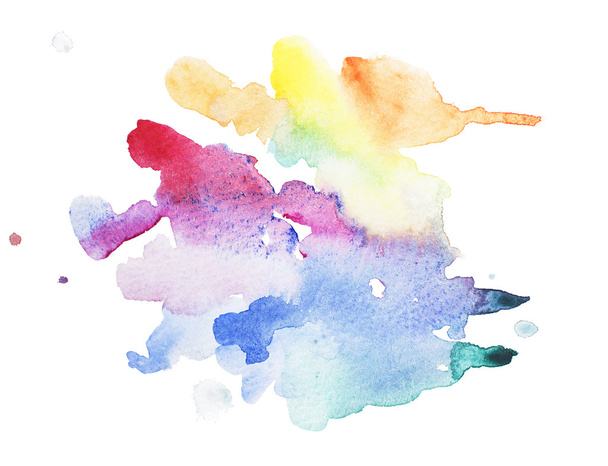 Abstrato aquarelle aquarelle mão desenhado colorido arte pintura mancha de salpicos no fundo branco
. - Foto, Imagem