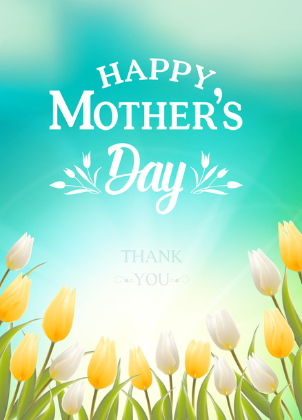 Feliz Día de las Madres. Tarjeta de felicitación con texto personalizado. Ilustración vectorial
. - Vector, Imagen