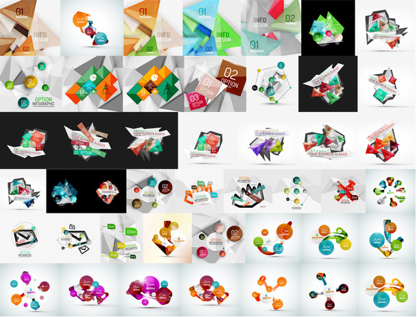 Bandeiras geométricas, modelos, layouts. Gráficos de papel Mega coleção
 - Vetor, Imagem