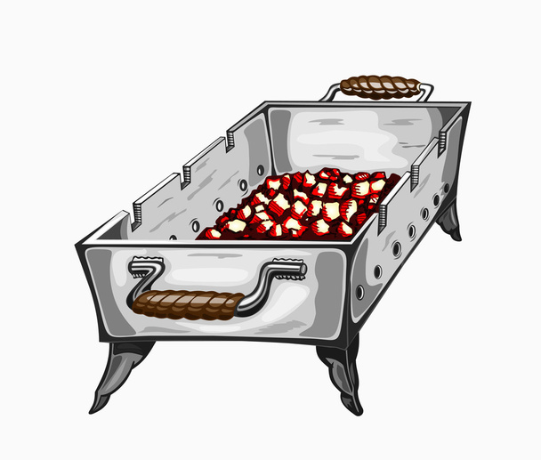 Illustration of painted grill with charcoal. - Vector, Image