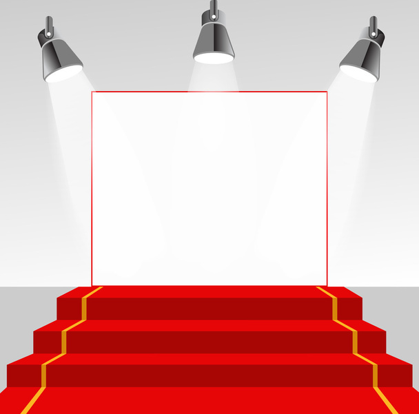 Illuminated picture pedestal with red carpet - Vector, Imagen