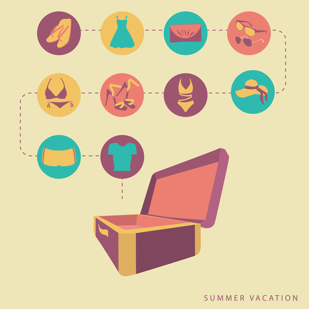 Kufr věci letní dovolená - Vektor, obrázek