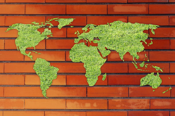 World map made of green grass - Zdjęcie, obraz