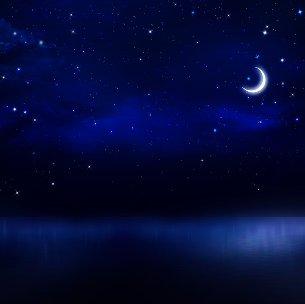 Νυχτερινό ουρανό στην ανοικτή θάλασσα - Φωτογραφία, εικόνα