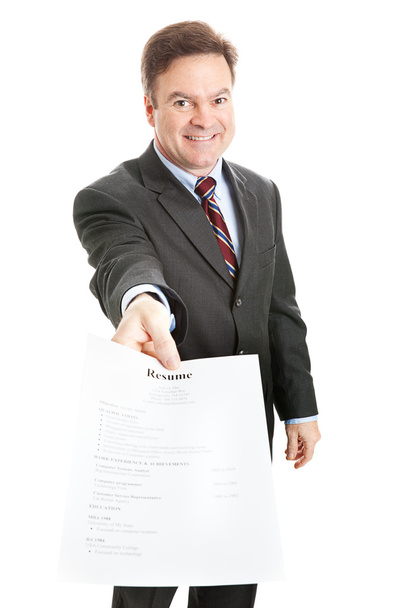 Confident Businessman Presents Resume - Photo, Image