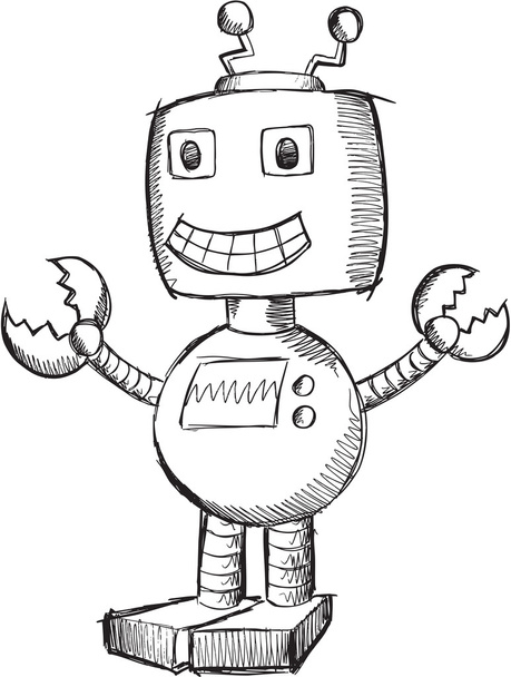 Doodle Sketch Robot - Vektor, Bild