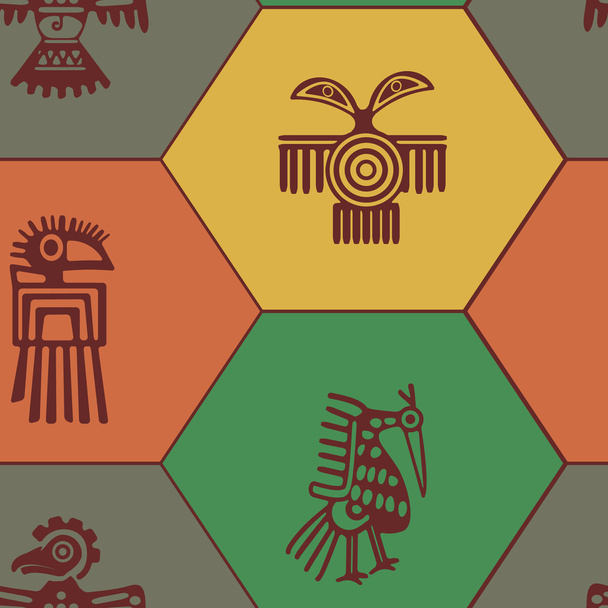 Fondo sin fisuras con los indios americanos reliquias personajes dingbats
 - Vector, Imagen