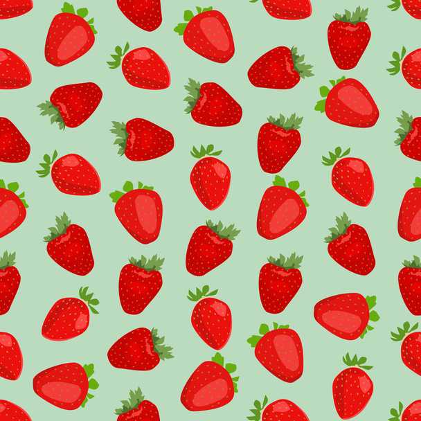 Seamless colorful background made of strawberry in flat design - Vector, Image