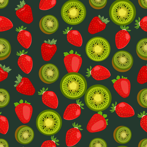 Fondo colorido inconsútil hecho de fresa y kiwi
 - Vector, imagen