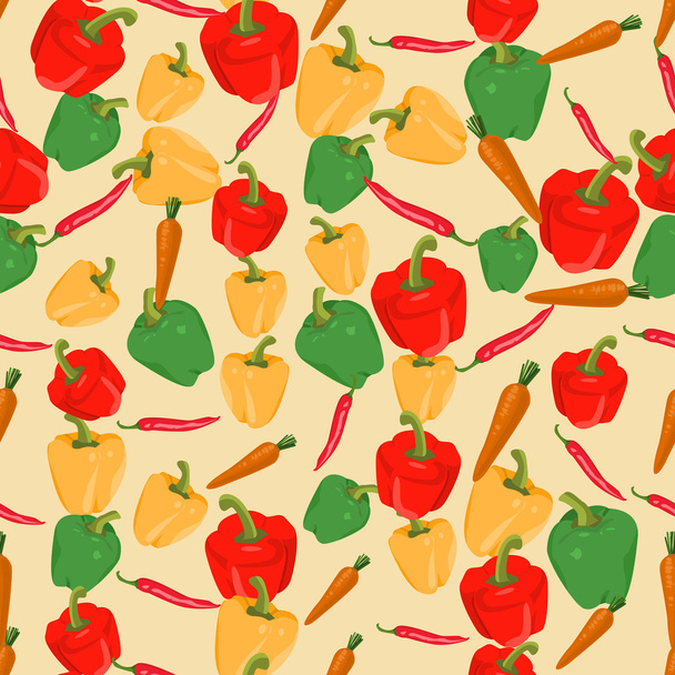 Seamless colorful background made of pepper and carrot - Vektor, obrázek