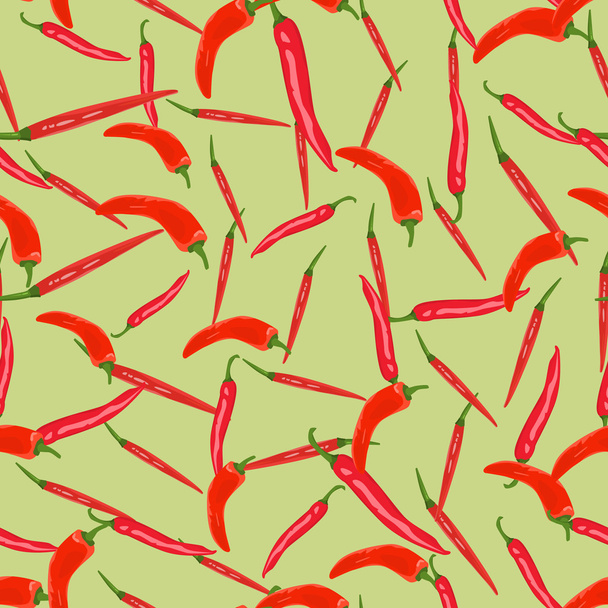 Seamless colorful background made of hot peppers in flat design - Vetor, Imagem