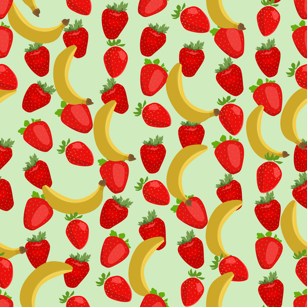 Fondo colorido inconsútil hecho de fresa y plátano
 - Vector, imagen
