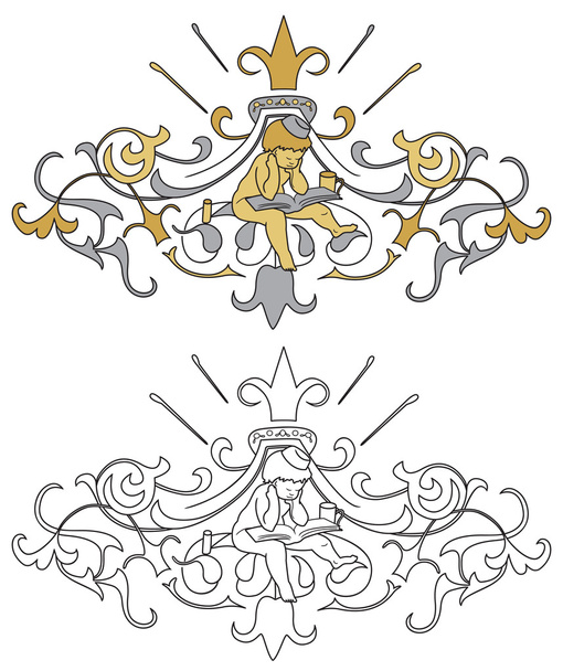 Coat of arms with cherub - Vector, afbeelding