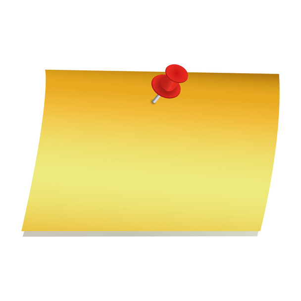 Vektor-Notizpapier mit Pin auf weißem Hintergrund - Vektor, Bild