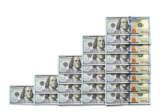 concept exponentieel dollarbiljetten - Foto, afbeelding