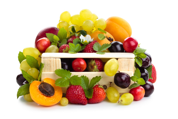 Frutas frescas en caja
. - Foto, Imagen