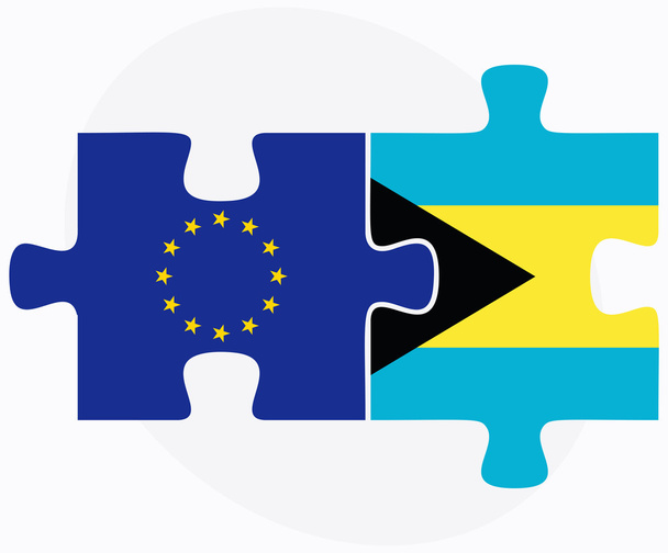 Ευρωπαϊκή Ένωση και τις Μπαχάμες σημαίες σε παζλ - Διάνυσμα, εικόνα