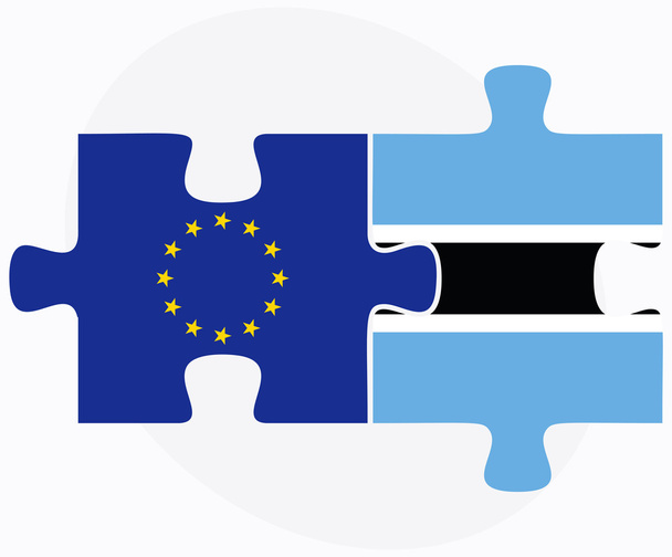 Evropská unie a Botswana vlajky v puzzle  - Vektor, obrázek