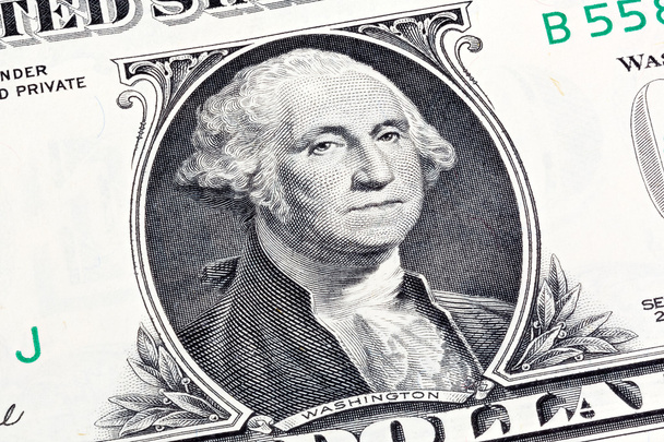 Dettagli di una banconota da un dollaro, George Washington in primo piano. S
 - Foto, immagini