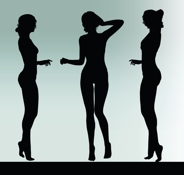 silhouette donna con gesto della mano ascolta
 - Vettoriali, immagini