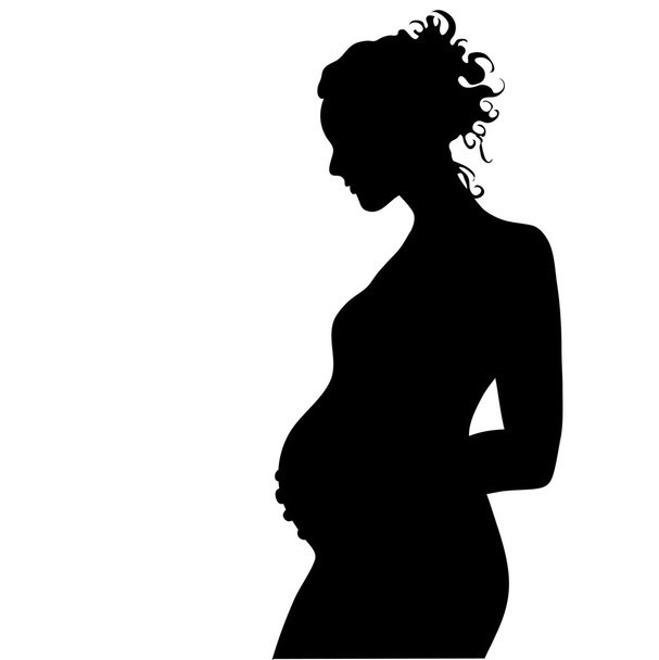 εικονογράφηση art κλιπ ενός σιλουέτα μια έγκυος γυναίκα μπλα - Φωτογραφία, εικόνα