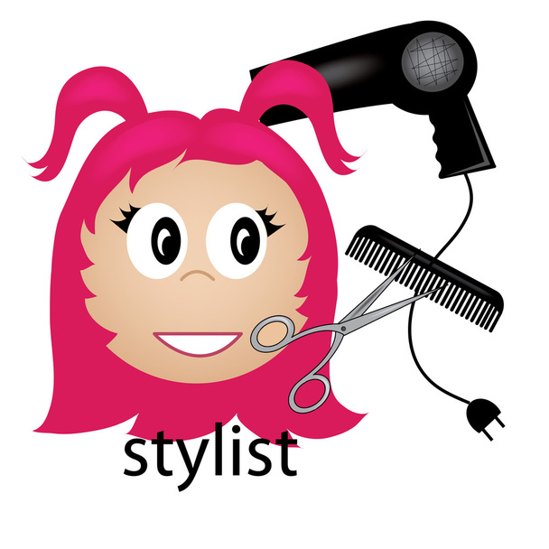 Clip Art Illustration of a Hair Stylist Occupation Icon - Photo, Image