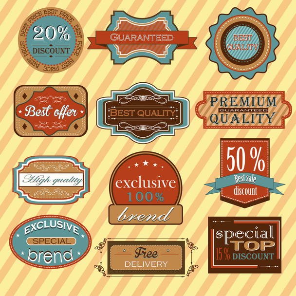 Collection of vintage retro labels, badges and icons - ベクター画像