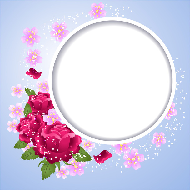Photo frame and floral ornament - Vetor, Imagem