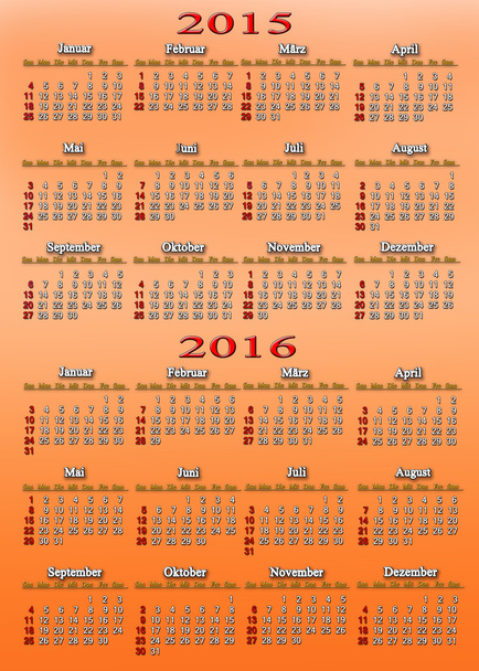 calendario per il 2015 - 2016 in tedesco sull'arancione
 - Foto, immagini