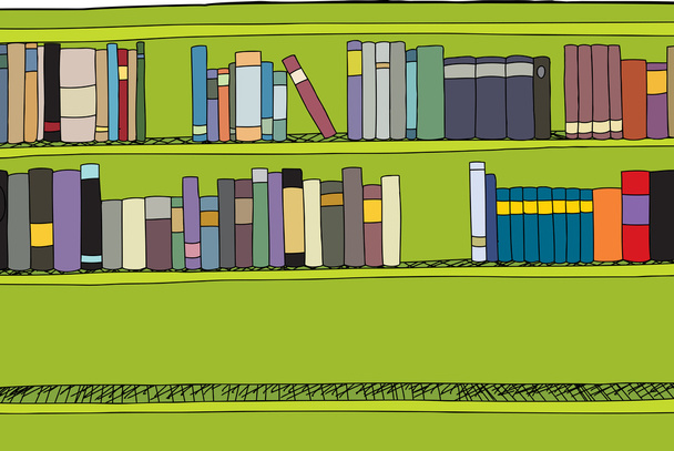 Twee volledige rijen in boekenkast - Vector, afbeelding