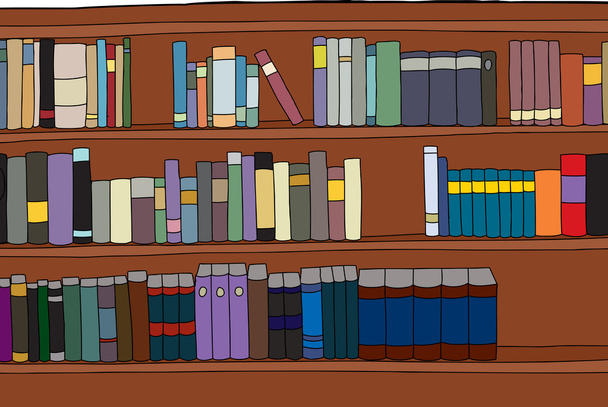 Three Rows of Books on Shelf - Vector, Image