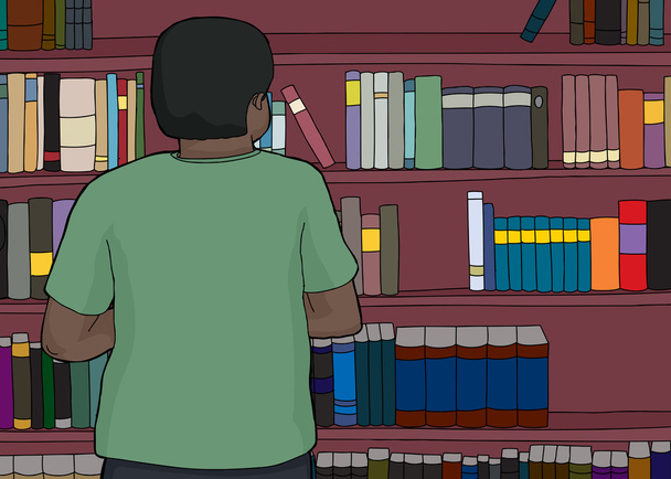 Black Man Looking at Shelves - Vector, Image