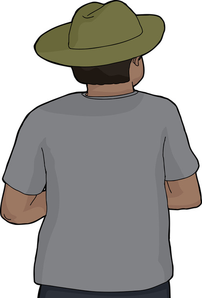 Elszigetelt vissza, aki zöld kalapban - Vektor, kép