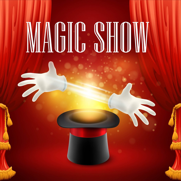 Magic trick, performance, circus, show concept. Vector illustration - Vektor, Bild