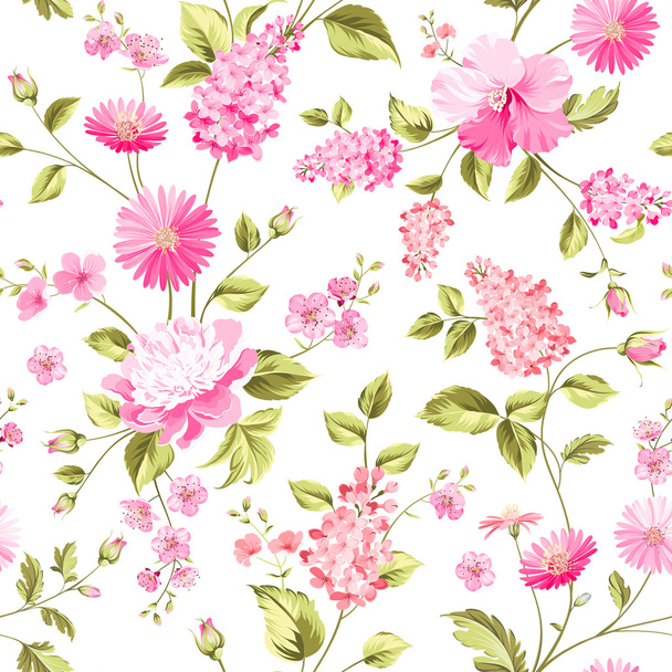 Spring flowers pattern. White background. - Vector, Image