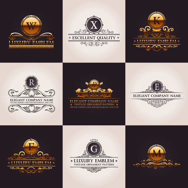 Set logo di lusso. Modello calligrafico elementi decorativi eleganti. Ornamento vettoriale vintage
 - Vettoriali, immagini