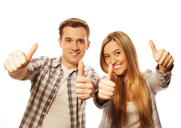 lovely couple with thumbs-up gesture - Foto, immagini