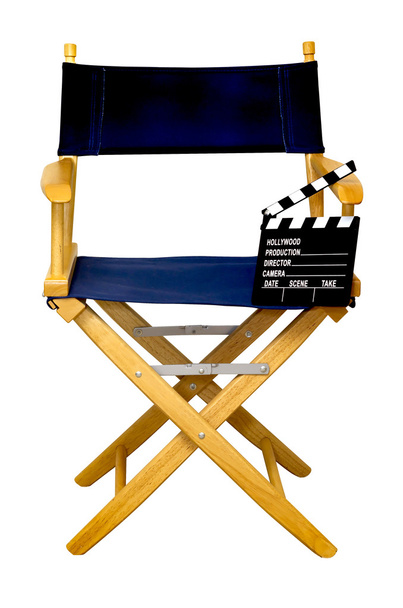 Fotelu reżysera z Clapboard na białym tle - Zdjęcie, obraz