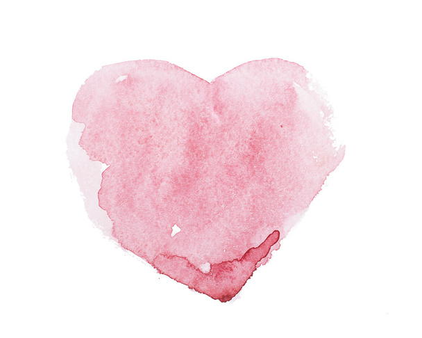 suluboya aquarelle elle çizilmiş renkli kırmızı kalp sanat renk boya veya kan splatter leke - Fotoğraf, Görsel