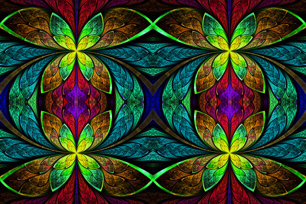 Patrón simétrico multicolor en estilo vitral
.  - Foto, imagen