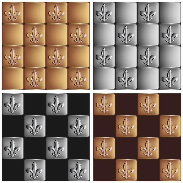 gold and silver seamless patterns royal lily set - Vektor, kép