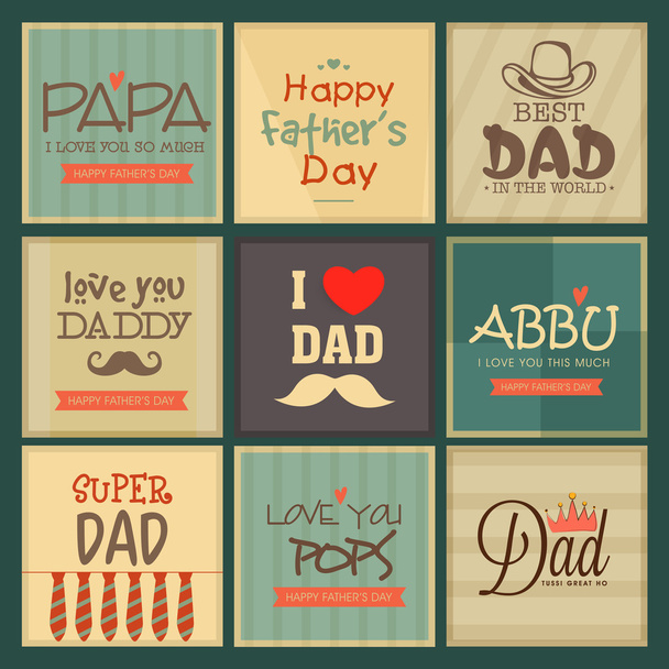 Set of greeting cards for Happy Father's Day. - Vector, Image