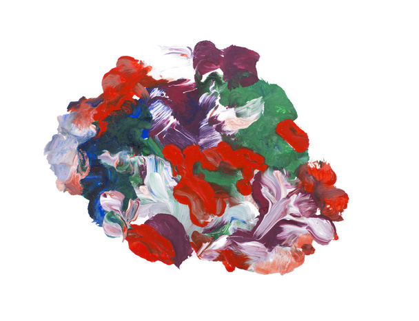 Abstracte hand getrokken kleurrijke daling splatter vlek kunst dikke verf op witte achtergrond - Foto, afbeelding
